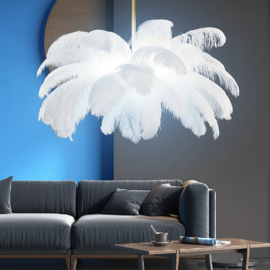 Minoss Modern Chandelier, 8W, Cold Light 6000K, Diameter 75 cm, Feathers, White Modern Chandeliers Default Title Alessandro Design