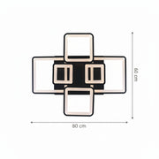 LED Chandelier with remote control ELLA 120W, 6 Squares, Cold/Warm/Neutral light, Dimmable, Black, Metal and Acrylic LED Chandeliers with Remote Control Default Title Alessandro Design