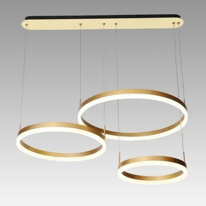 Suspended LED chandelier with remote control PERU 150W, 3 Circles, Cold/Warm/Neutral light, Dimmable, Shiny Gold, Adjustable Height Modern Chandeliers Default Title Alessandro Design