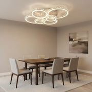 LED chandelier with remote control and crystal NOVA ROTONDA RGB 145W, 6 Circles, Cold/Warm/Neutral light, Dimmable, White Crystal LED Chandeliers Default Title Alessandro Design