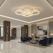 LED chandelier with remote control and crystal NOVA ROTONDA RGB 145W, 6 Circles, Cold/Warm/Neutral light, Dimmable, White Crystal LED Chandeliers Default Title Alessandro Design