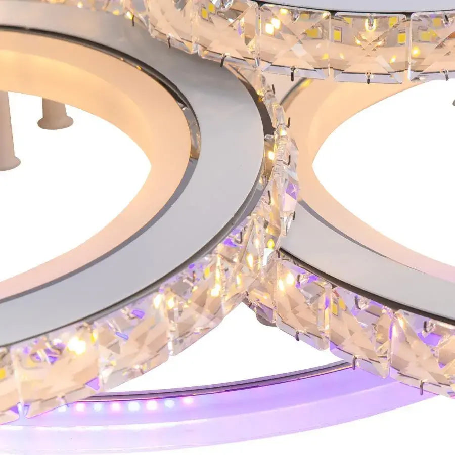 LED chandelier with remote control and crystal NOVA ROTONDA RGB 145W, 6 Circles, Cold/Warm/Neutral light, Dimmable, White Crystal LED Chandeliers Default Title Alessandro Design