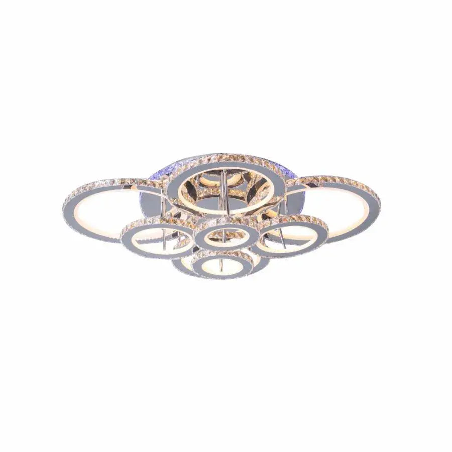 LED chandelier with remote control and crystal LIA RGB 182W, 8 Circles, Cold/Warm/Neutral light, Dimmable, Glossy White Chrome Crystal LED Chandeliers Default Title Alessandro Design