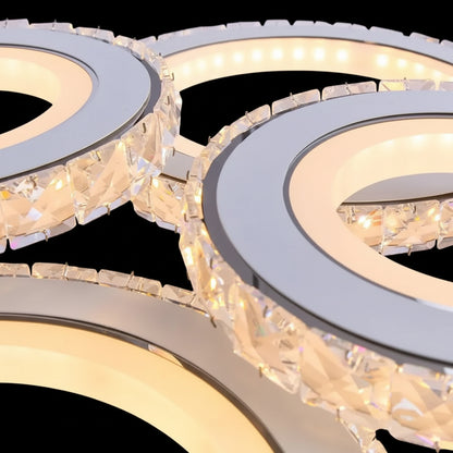 LED chandelier with remote control and crystal NOVA ROTONDA RGB 82W, 4 Circles, Cold/Warm/Neutral light, Dimmable, Chrome LED Chandeliers & Crystals Default Title Alessandro Design