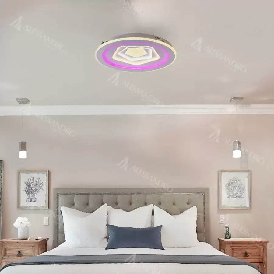 LED chandelier with remote control MEIRA RGB, 180W, Cold/Warm/Neutral light, Dimmable, White LED chandeliers with remote control Default Title Alessandro Design