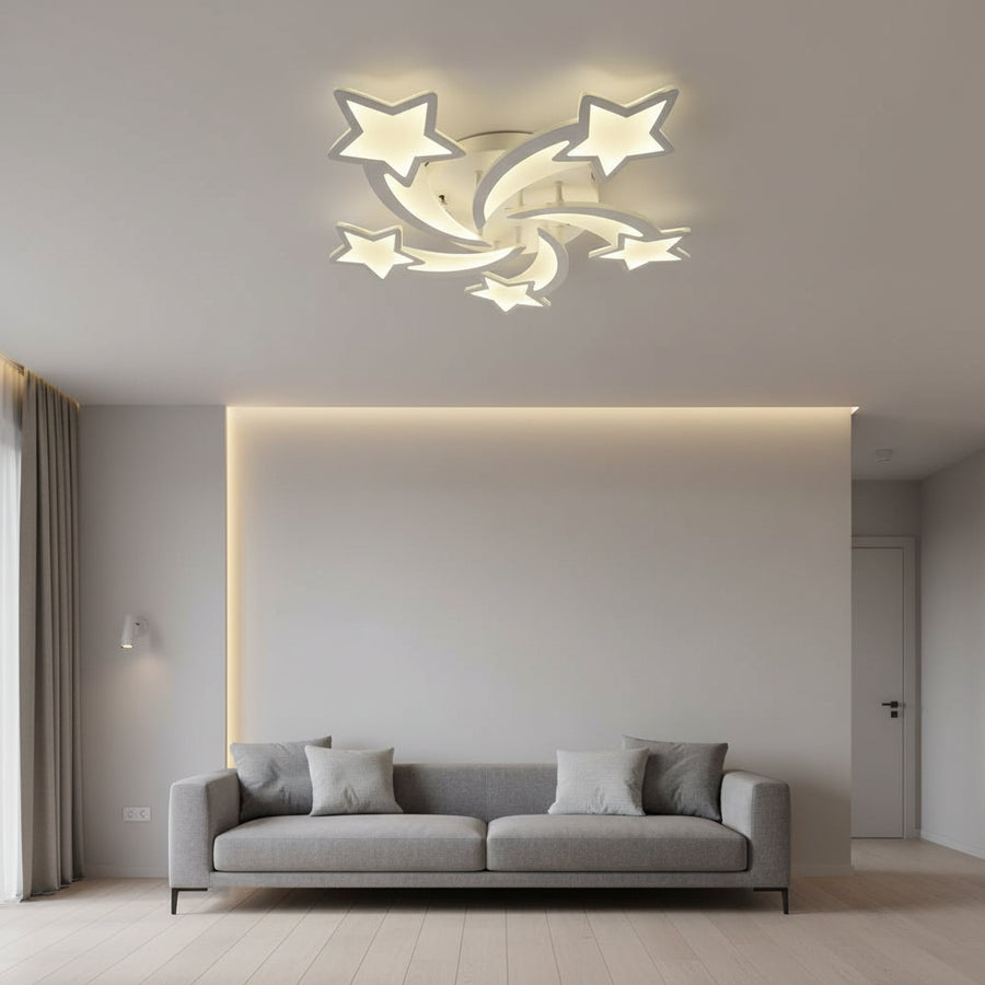 LED chandelier with remote control IPOMOEA 85W, 5 Stars, Cold/Warm/Neutral light, Dimmable, White LED chandelier with remote control Default Title Alessandro Design