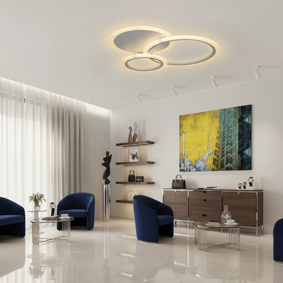 LED chandelier with remote control LUCY 45W, 3 Circles, Cold/Warm/Neutral light, Dimmable, White LED chandelier with remote control Default Title Alessandro Design