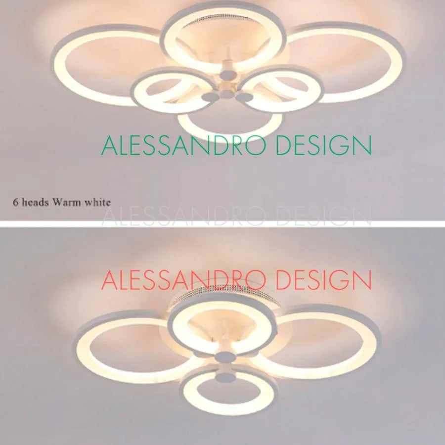 LED chandelier with remote control ALANI 52W, 4 Circles, Cold/Warm/Neutral light, Dimmable, White LED chandelier with remote control Default Title Alessandro Design