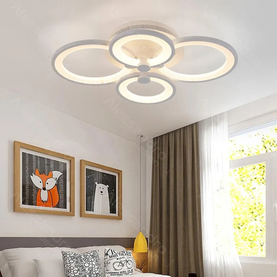 LED chandelier with remote control ALANI 52W, 4 Circles, Cold/Warm/Neutral light, Dimmable, White LED chandelier with remote control Default Title Alessandro Design
