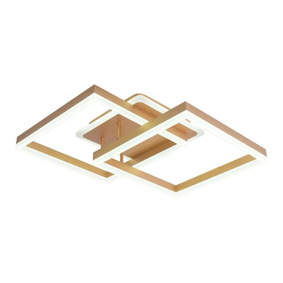 LED Chandelier with remote control ARWEN 142W, 2 Squares, Cold/Warm/Neutral light, Dimmable, Gold LED Chandeliers with Remote Control Default Title Alessandro Design