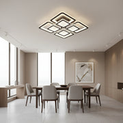 LED chandelier with remote control SUSAN 96W, 4 Squares, Cold/Warm/Neutral light, Dimmable, Black LED chandeliers with remote control Default Title Alessandro Design