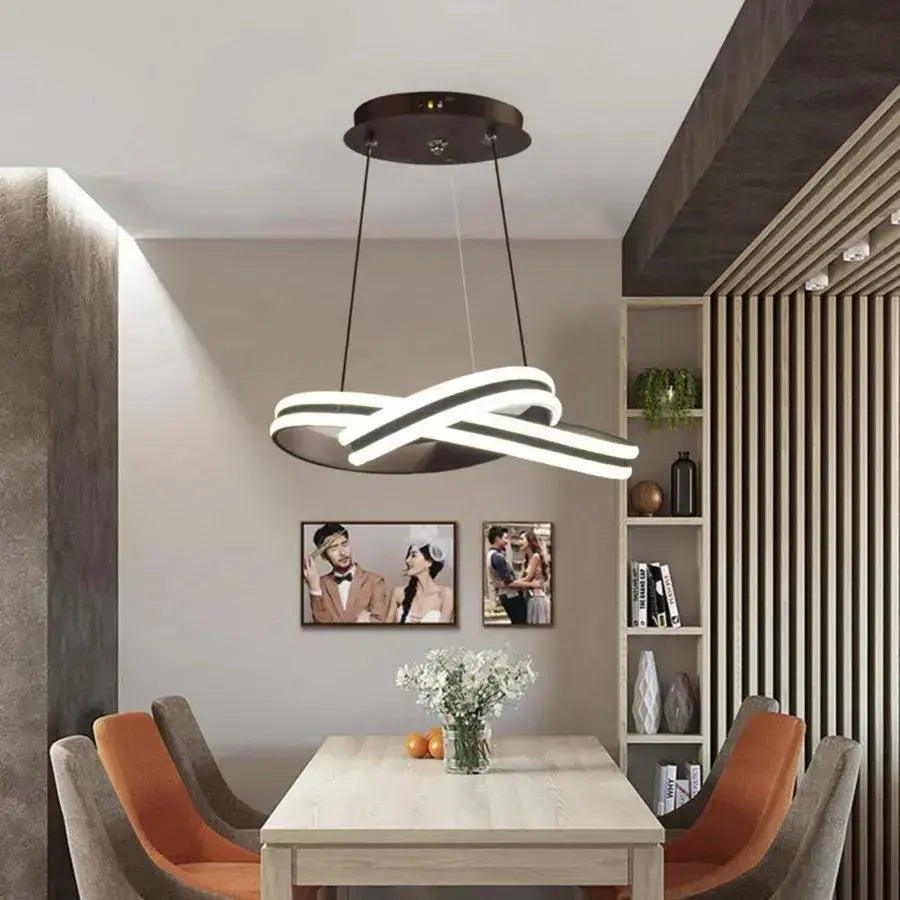 Suspended LED chandelier with remote control INFINITY LOOP 61W, Cold/Warm/Neutral light, Dimmable, Black, Height Adjustable LED Chandeliers with Remote Control Default Title Alessandro Design