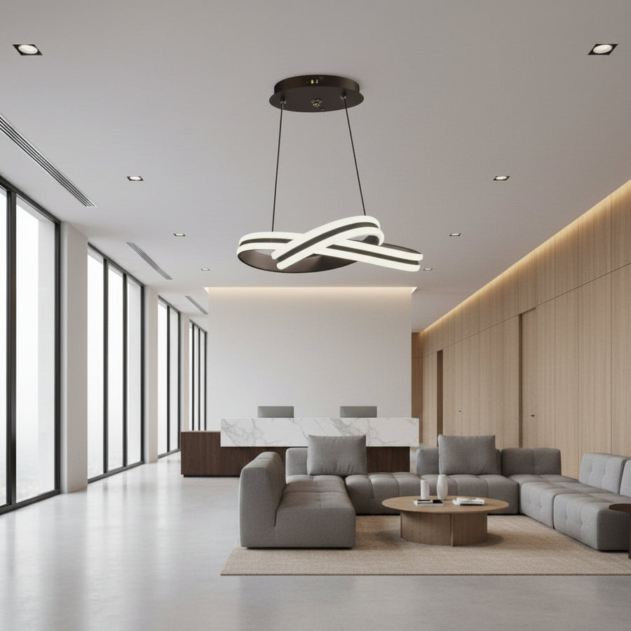 Suspended LED chandelier with remote control INFINITY LOOP 61W, Cold/Warm/Neutral light, Dimmable, Black, Height Adjustable LED Chandeliers with Remote Control Default Title Alessandro Design