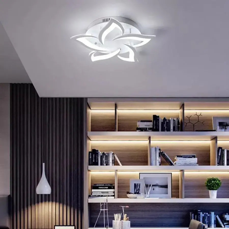 LED chandelier with remote control LOTUS 54W, 5 Petals, Cold/Warm/Neutral light, Dimmable, White LED chandelier with remote control Default Title Alessandro Design