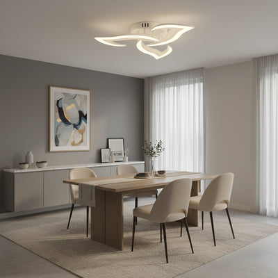 LED chandelier with remote control LOTUS 32W, 3 Petals, Cold/Warm/Neutral light, Dimmable, White