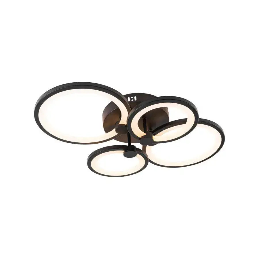 LED Chandelier with remote control ALANI 88W, 4 Circles, Cold/Warm/Neutral light, Dimmable, Black LED Chandeliers with Remote Control Default Title Alessandro Design