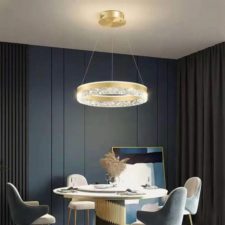 Suspended LED chandelier with remote control BRINDA 124W, Cold/Warm/Neutral light, Dimmable, Gold, Height Adjustable Modern Chandeliers Default Title Alessandro Design