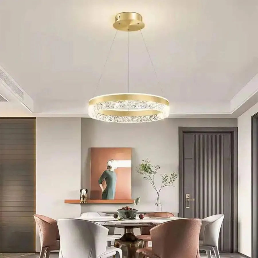 Suspended LED chandelier with remote control BRINDA 124W, Cold/Warm/Neutral light, Dimmable, Gold, Height Adjustable Modern Chandeliers Default Title Alessandro Design