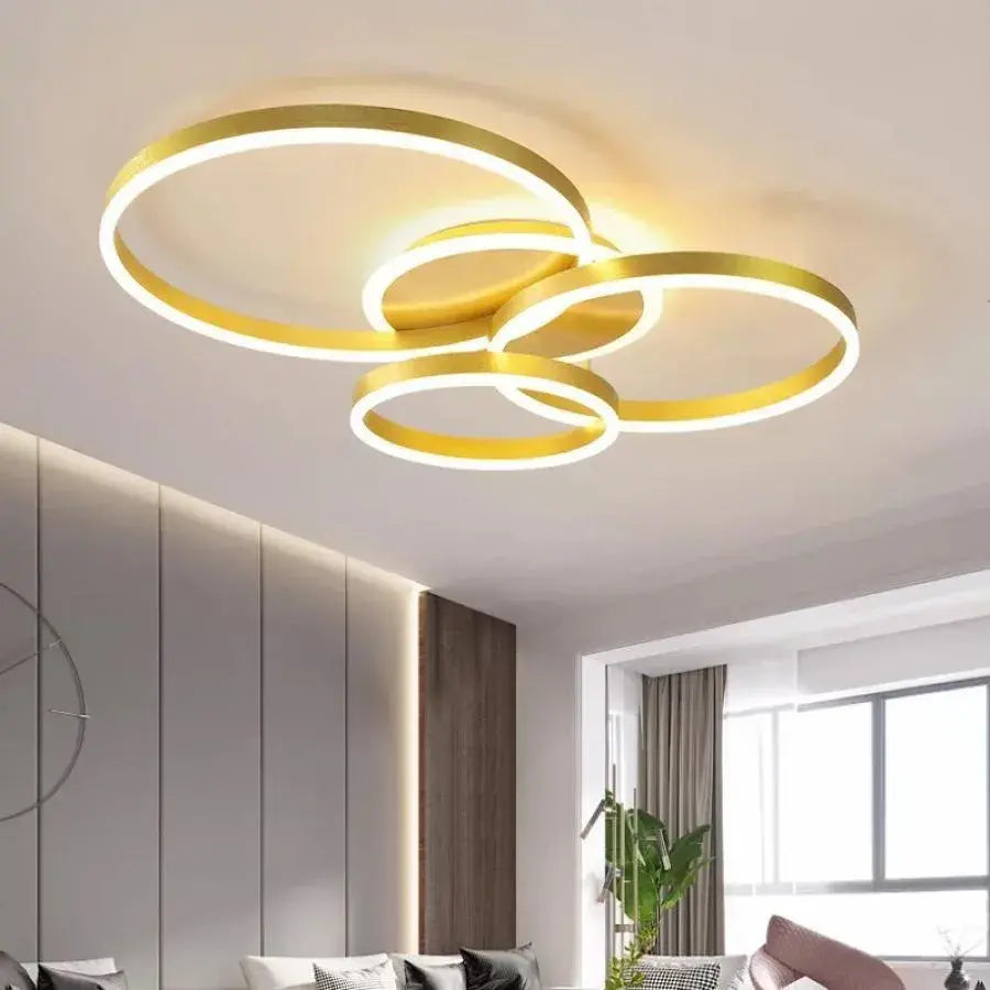 LED Chandelier with remote control LYRA 100W, 3 Circles, Cold/Warm/Neutral light, Dimmable, Brushed Gold LED Chandeliers with Remote Control Default Title Alessandro Design