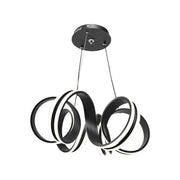 Suspended LED chandelier with remote control INFINITY TWIST 180W, Wavy, Cold/Warm/Neutral light, Dimmable, Black, Height Adjustable Modern Chandeliers Default Title Alessandro Design