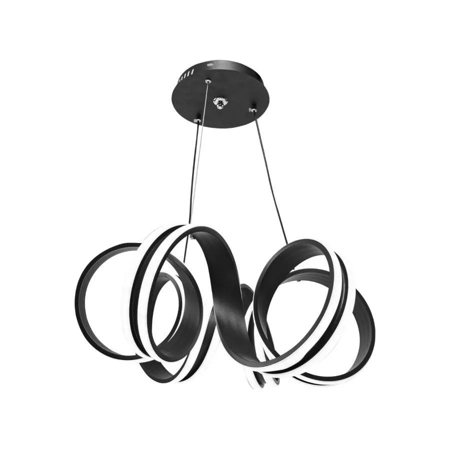 Suspended LED chandelier with remote control INFINITY TWIST 180W, Wavy, Cold/Warm/Neutral light, Dimmable, Black, Height Adjustable Modern Chandeliers Default Title Alessandro Design