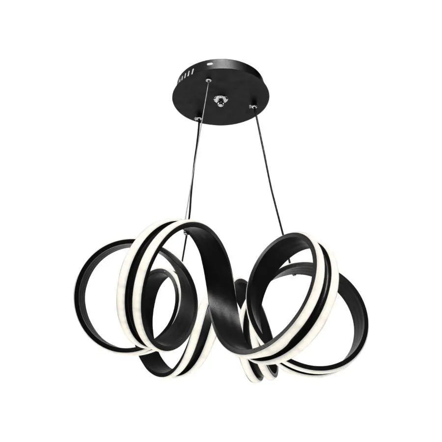 Suspended LED chandelier with remote control INFINITY TWIST 180W, Wavy, Cold/Warm/Neutral light, Dimmable, Black, Height Adjustable Modern Chandeliers Default Title Alessandro Design