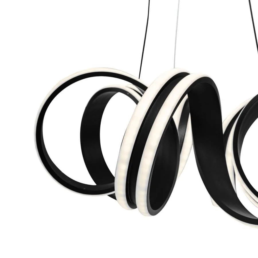 Suspended LED chandelier with remote control INFINITY TWIST 180W, Wavy, Cold/Warm/Neutral light, Dimmable, Black, Height Adjustable Modern Chandeliers Default Title Alessandro Design