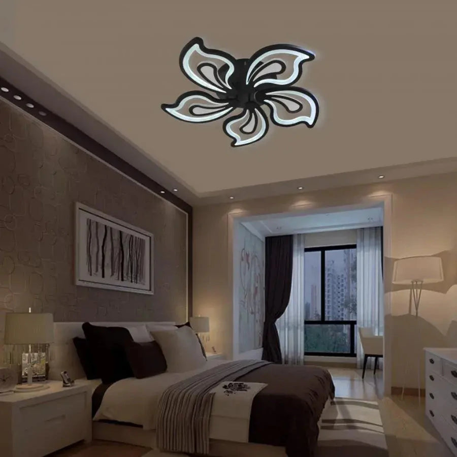 LED Chandelier with remote control GLORIOSA 150W, 5 Petals, Cold/Warm/Neutral light, Dimmable, Black LED Chandeliers with Remote Control Default Title Alessandro Design