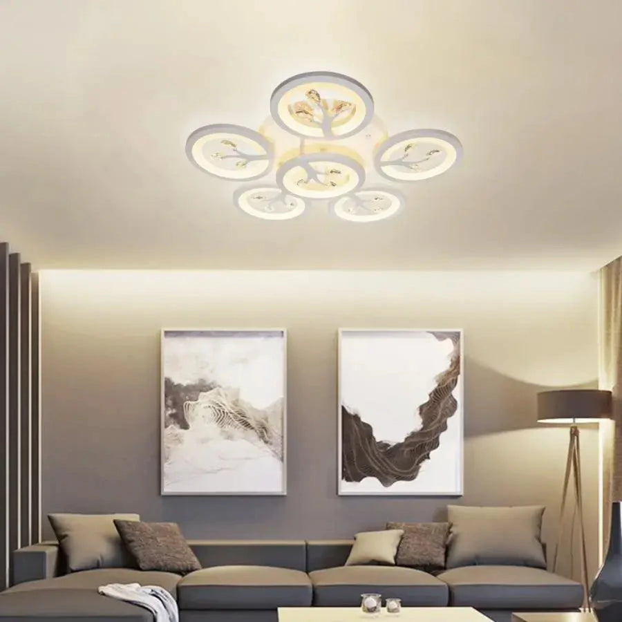 LED chandelier with remote control and crystal DAISY 78W, 6 Elements, Cold/Warm/Neutral light, Dimmable, White LED chandelier with remote control Default Title Alessandro Design