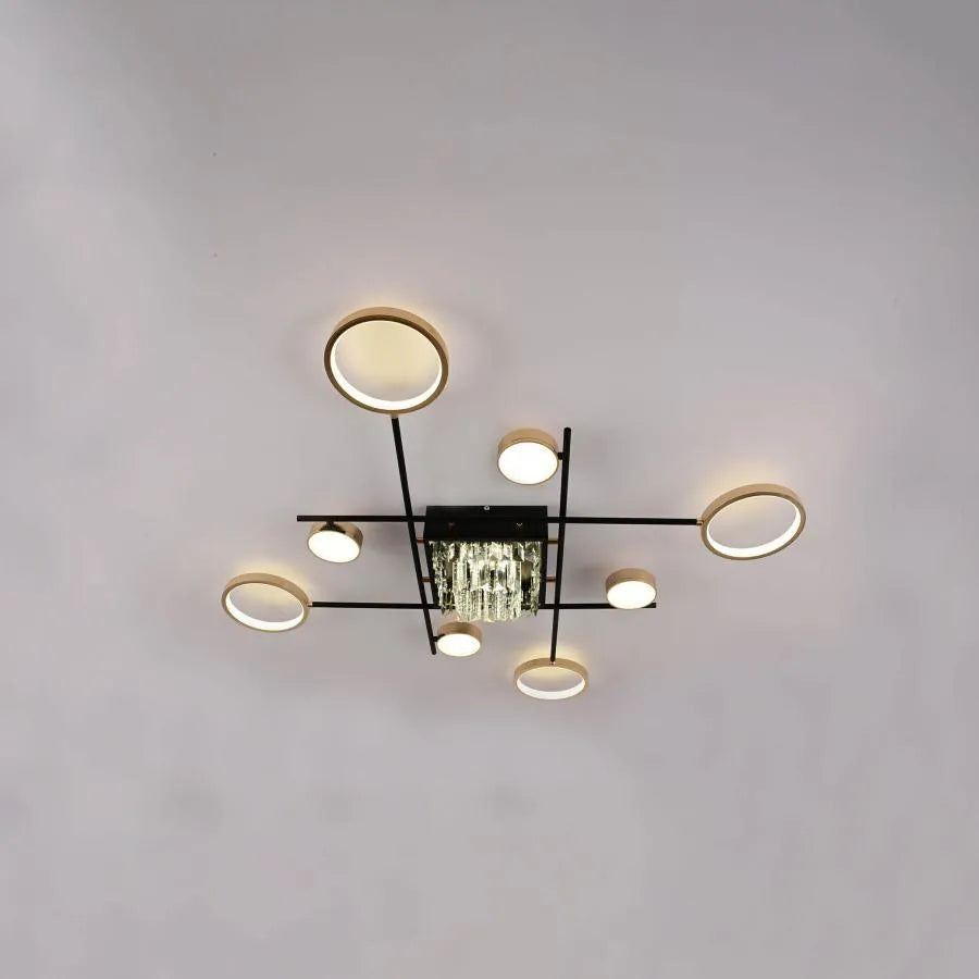 LED Chandelier with remote control and crystal MISEL 168W, 9 Elements, Cold/Warm/Neutral light, Dimmable, Black Gold LED Chandeliers with Remote Control Default Title Alessandro Design