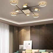 LED Chandelier with remote control and crystal MISEL 168W, 9 Elements, Cold/Warm/Neutral light, Dimmable, Black Gold LED Chandeliers with Remote Control Default Title Alessandro Design