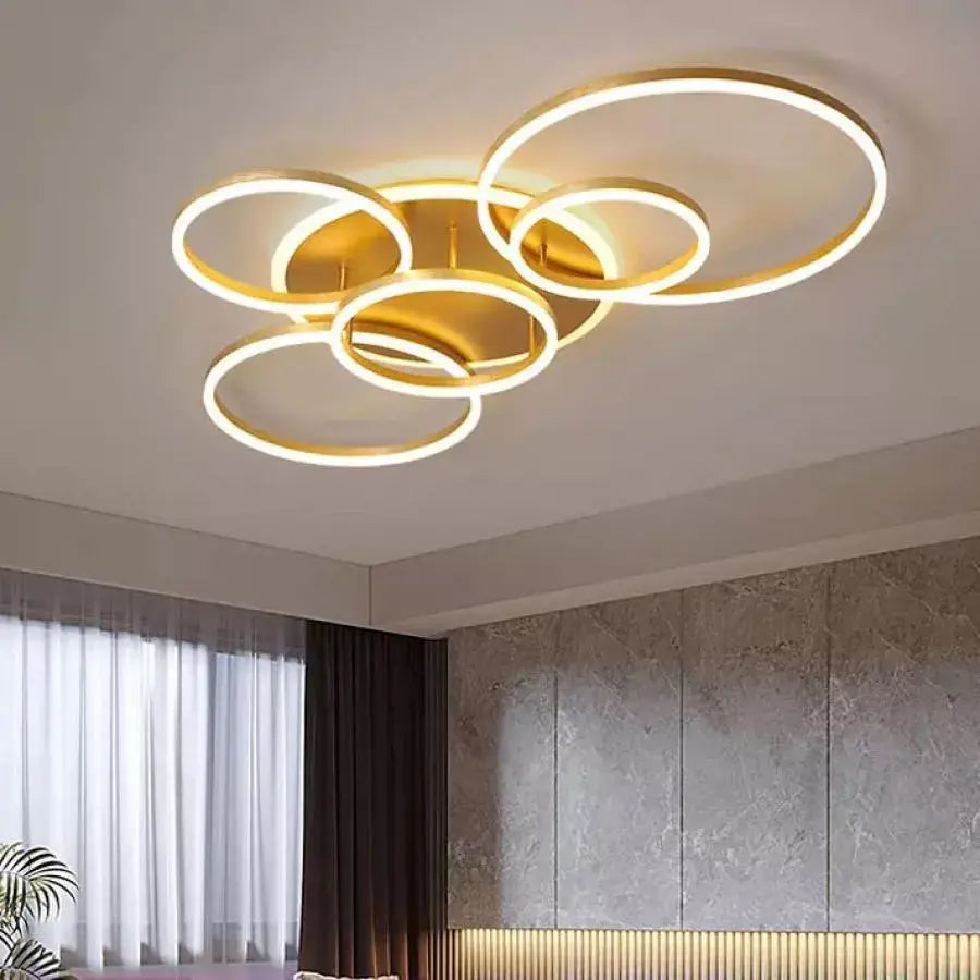 LED Chandelier with remote control LYRA 248W, 5 Circles, Cold/Warm/Neutral light, Dimmable, Brushed Gold LED Chandeliers with Remote Control Default Title Alessandro Design