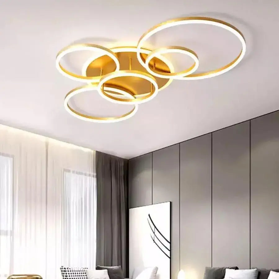 LED Chandelier with remote control LYRA 248W, 5 Circles, Cold/Warm/Neutral light, Dimmable, Brushed Gold LED Chandeliers with Remote Control Default Title Alessandro Design