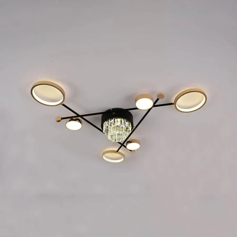 LED Chandelier with remote control and crystal MISEL 138W, 7 Elements, Cold/Warm/Neutral light, Dimmable, Black Gold LED Chandeliers with Remote Control Default Title Alessandro Design