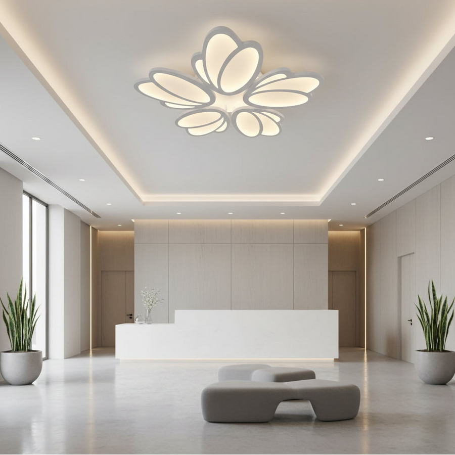 LED chandelier with remote control TULIP 81W, 5 Petals, Cold/Warm/Neutral light, Dimmable, White LED chandelier with remote control Default Title Alessandro Design