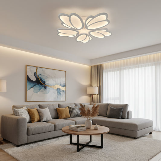 LED chandelier with remote control TULIP 81W, 5 Petals, Cold/Warm/Neutral light, Dimmable, White LED chandelier with remote control Default Title Alessandro Design