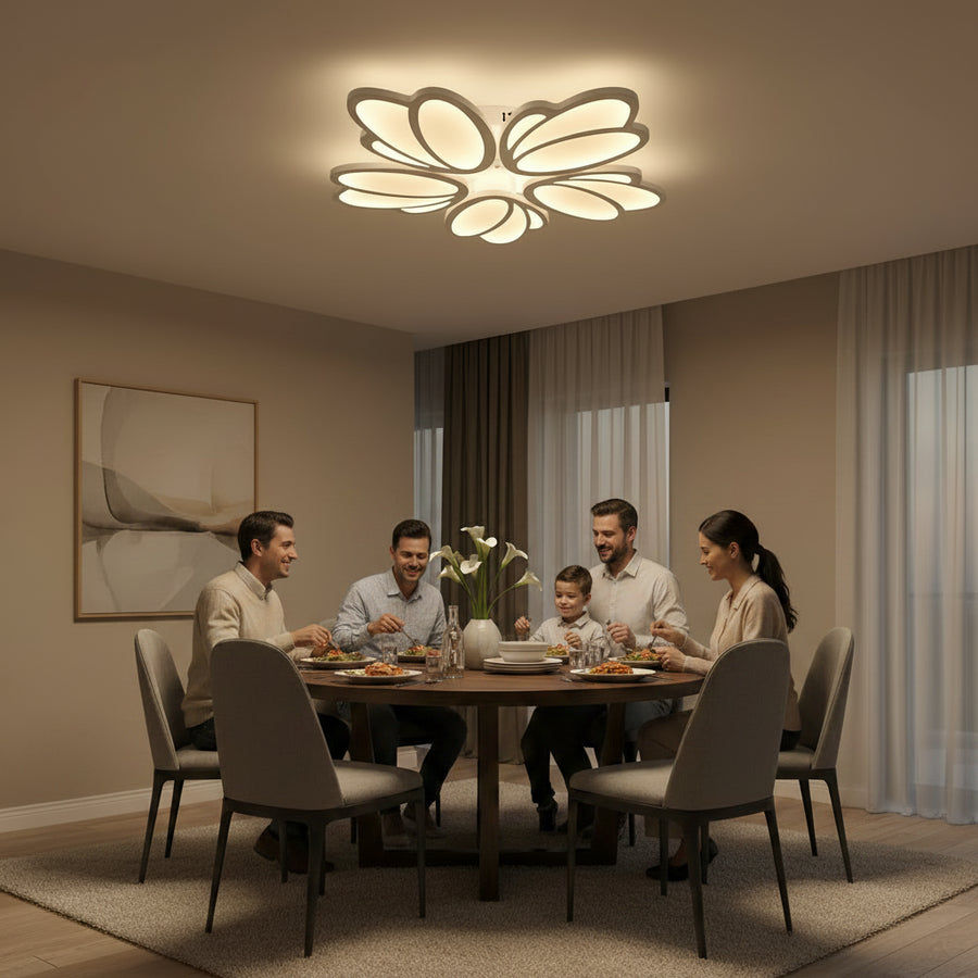 LED chandelier with remote control TULIP 81W, 5 Petals, Cold/Warm/Neutral light, Dimmable, White LED chandelier with remote control Default Title Alessandro Design