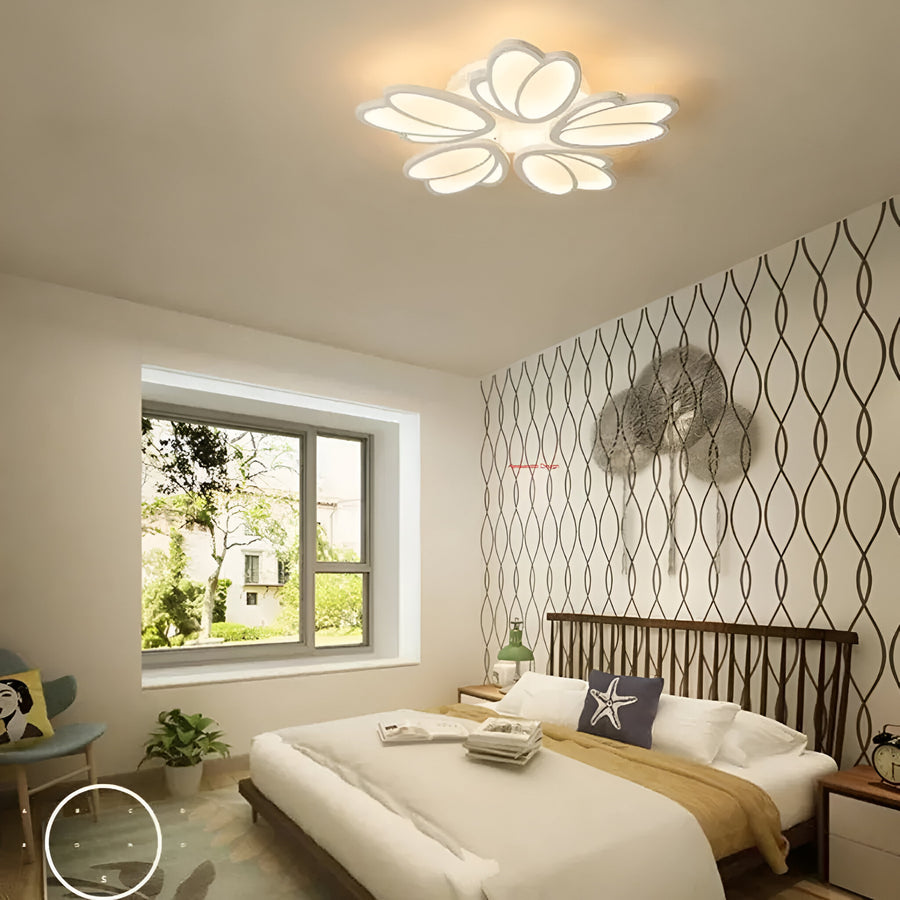 LED chandelier with remote control TULIP 81W, 5 Petals, Cold/Warm/Neutral light, Dimmable, White LED chandelier with remote control Default Title Alessandro Design