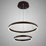 Suspended LED chandelier with remote control OLATHE 180W, 2 Circles, Cold/Warm/Neutral light, Dimmable, Brown, Height Adjustable