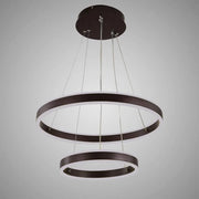 Suspended LED chandelier with remote control OLATHE 180W, 2 Circles, Cold/Warm/Neutral light, Dimmable, Brown, Height Adjustable