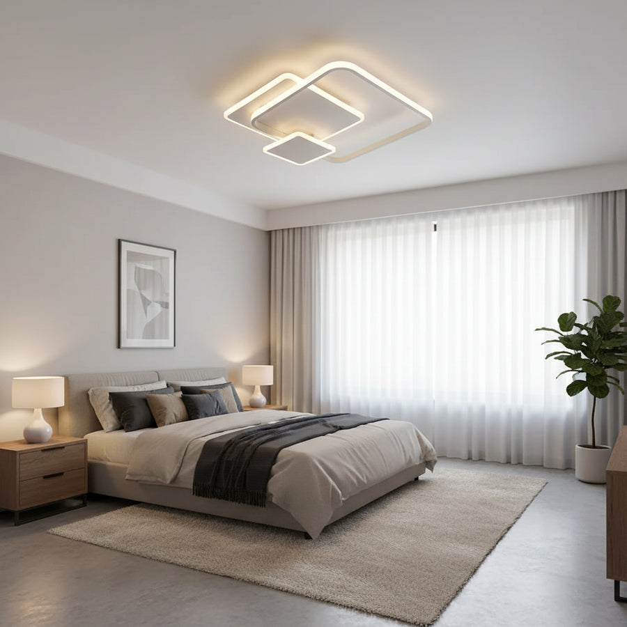 LED chandelier with remote control ANEMONA 75W, 3 Squares, Cold/Warm/Neutral light, Dimmable, White LED chandelier with remote control Default Title Alessandro Design