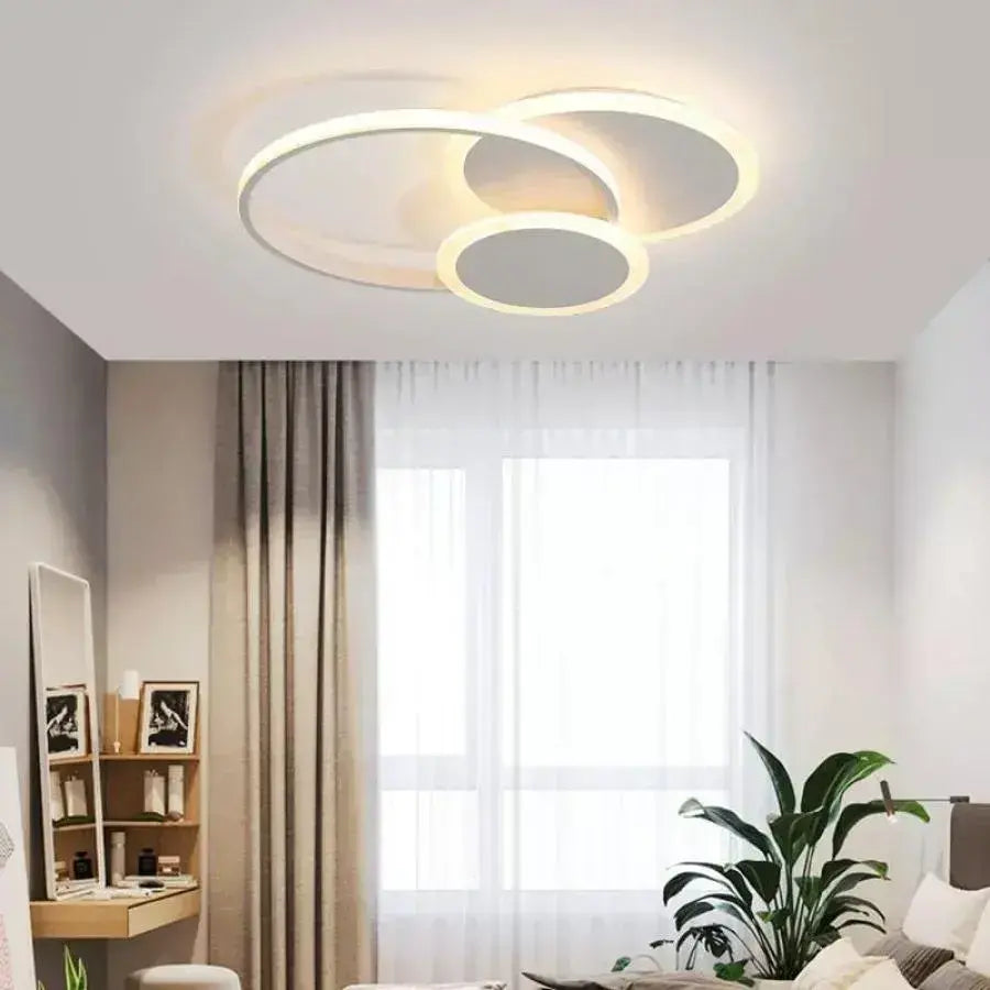LED chandelier with remote control SILVIAN, 58W, 3 Circles, Cold/Warm/Neutral light, Dimmable, White LED chandelier with remote control Default Title Alessandro Design