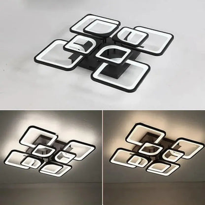 Lustra LED cu telecomanda ZOE, 8 Patrate, 138W, Lumina Rece/Calda/Neutra, Dimabila, Negru Lustre LED cu Telecomanda Default Title Alessandro Design