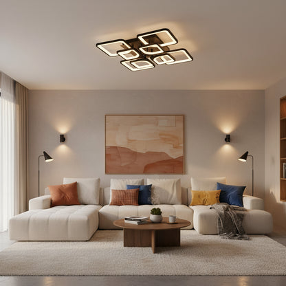 Lustra LED cu telecomanda ZOE, 8 Patrate, 138W, Lumina Rece/Calda/Neutra, Dimabila, Negru Lustre LED cu Telecomanda Default Title Alessandro Design