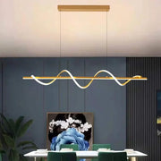 Suspended LED chandelier with remote control AMINIA 80W, Linear, Cold/Warm/Neutral light, Dimmable, Golden, Height Adjustable Modern Chandeliers Default Title Alessandro Design