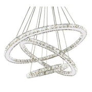 Suspended LED chandelier with remote control and crystal TEATRU 36W, 3 Circles, Cold/Warm/Neutral light, Dimmable, Shiny Chrome, Adjustable Height Crystal LED Chandeliers Default Title Alessandro Design