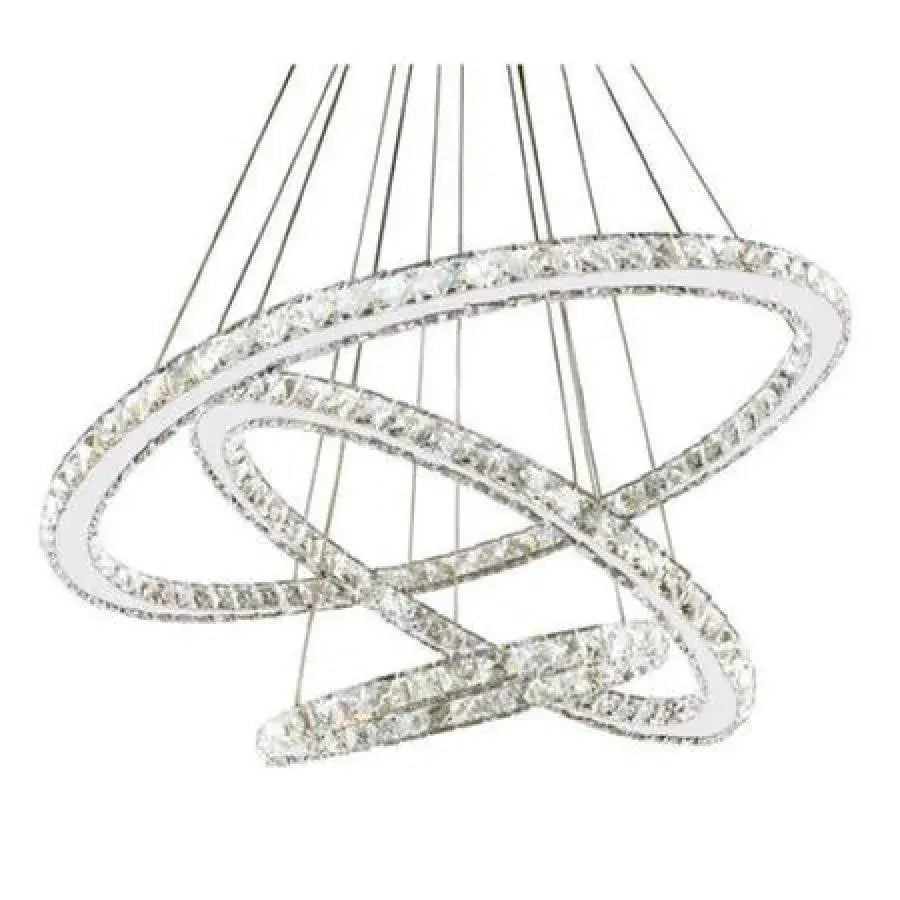 Suspended LED chandelier with remote control and crystal TEATRU 36W, 3 Circles, Cold/Warm/Neutral light, Dimmable, Shiny Chrome, Adjustable Height Crystal LED Chandeliers Default Title Alessandro Design