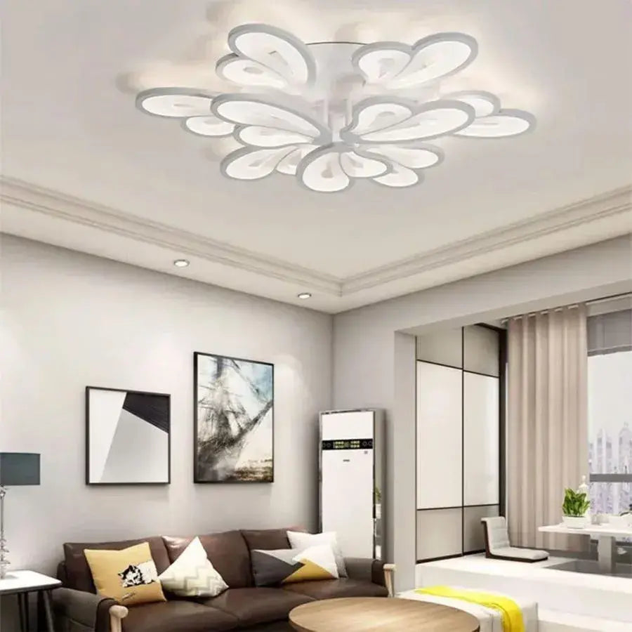 LED chandelier with remote control BLOSSOM 49W, 9 Petals, Cold/Warm/Neutral light, Dimmable, White LED chandelier with remote control Default Title Alessandro Design