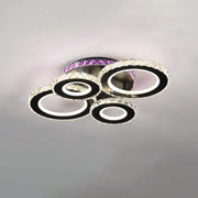 LED chandelier with remote control and crystal MEILI ZAFINA RGB 136W, 4 Circles, Cold/Warm/Neutral light, Dimmable, Black Crystal LED Chandeliers Default Title Alessandro Design