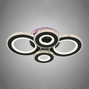 LED chandelier with remote control and crystal MEILI ZAFINA RGB 136W, 4 Circles, Cold/Warm/Neutral light, Dimmable, Black Crystal LED Chandeliers Default Title Alessandro Design